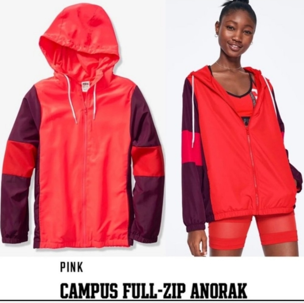 NEW VS PINK campus zip up anorak windbreaker hood